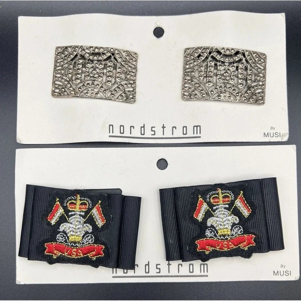 VTG MUSI Shoe Clips -  2 Sets -  Nautical & Silver Elegant Germany Nordstrom